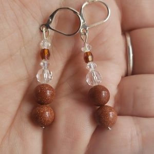 Sand stone and Australian crystal earrings